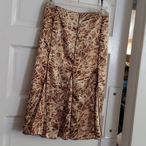 Brown and cream fit and flared skirt